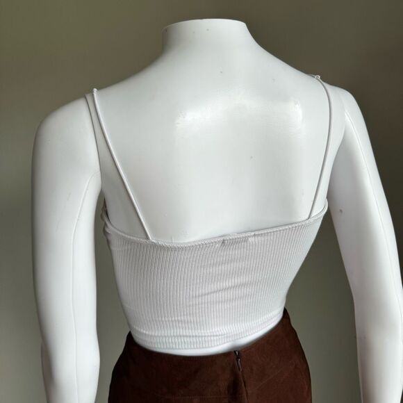 Garage White Ribbed Bungee Cropped Cami Size Small - Picture 5 of 6